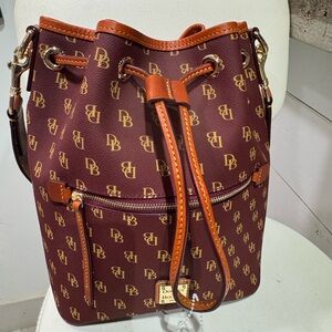 Dooney & Bourke Burgundy and Tan Shoulder Bag